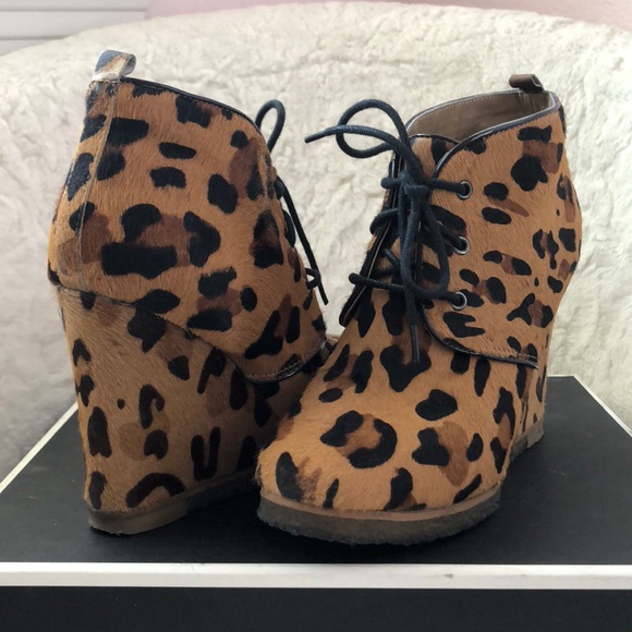 Shoemint Leopard Horse Hair Booties - Picture 1 of 4
